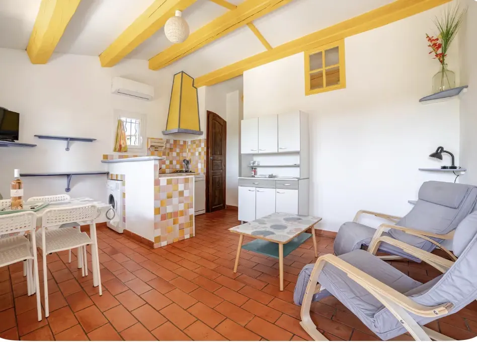 Location climatisée, piscine, jardin clôturé, chiens acceptés, wifi, parking